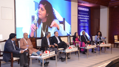 Prashnani speaks at the panel